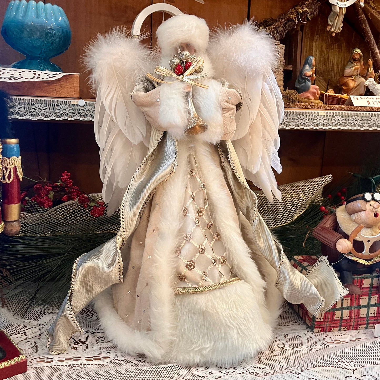 Angel Tree Topper Velvet Champagne