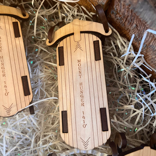 Mt Hunger Sled Wood Ornament